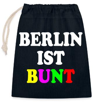Berlin ist bunt - Verschließbarer Geschenkbeutel aus Baumwolle (25x30cm) - Navy - Vorne