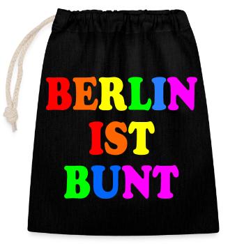 Berlin ist bunt - Verschließbarer Geschenkbeutel aus Baumwolle (25x30cm) - Schwarz - Vorne