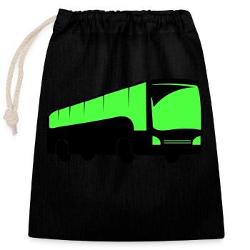 Bus Bus Driving - Closable cotton gift bag (25x30cm) - black - Front