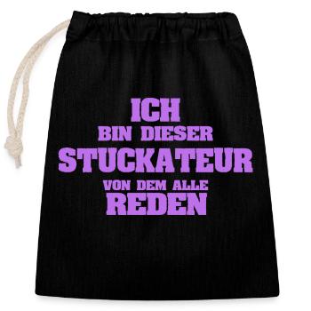 Occupation plasterer - Closable cotton gift bag (25x30cm) - black - Front