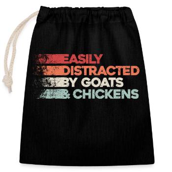 Distraction par les chèvres et les poulets - Sac cadeau en coton avec cordon (25 x 30 cm) - noir - Devant