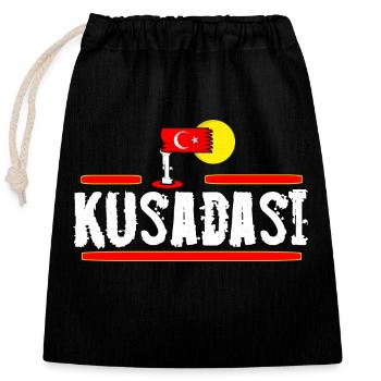 Izmir Destination - Closable cotton gift bag (25x30cm) - black - Front