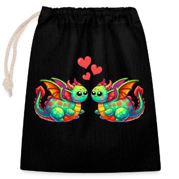 L’amour du dragon - Sac cadeau en coton avec cordon (25 x 30 cm) - noir - Devant