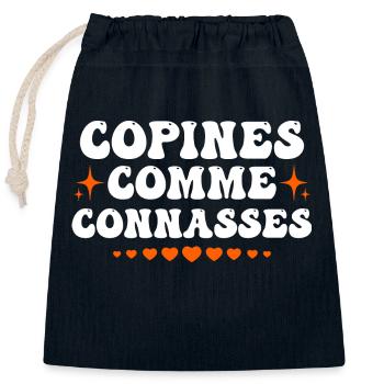 copines comme connasses - Sac cadeau en coton avec cordon (25 x 30 cm) - bleu marine - Devant