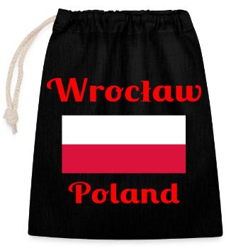 Breslau, Polen - Stilvolle Drucke - Verschließbarer Geschenkbeutel aus Baumwolle (25x30cm) - Schwarz - Vorne