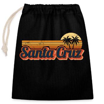 Santa Cruz Sunset Palmiers, Soleil Idée Cadeau - Sac cadeau en coton avec cordon (25 x 30 cm) - noir - Devant