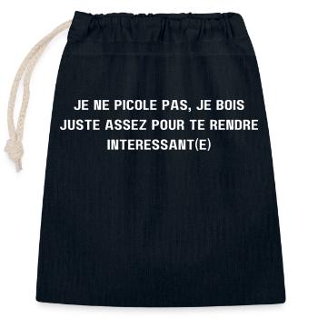 Je ne picole pas (1c) - Sac cadeau en coton avec cordon (25 x 30 cm) - bleu marine - Devant