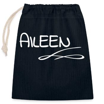 Prénom Aileen - Sac cadeau en coton avec cordon (25 x 30 cm) - bleu marine - Devant