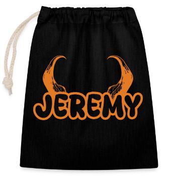 Jérémie - Sac cadeau en coton avec cordon (25 x 30 cm) - noir - Devant