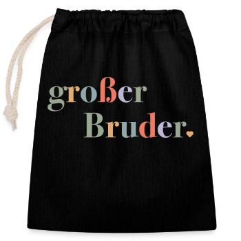Big Brother – Birth Gift for Boys - Closable cotton gift bag (25x30cm) - black - Front