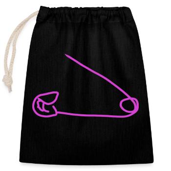 Safety pin - Closable cotton gift bag (25x30cm) - black - Front