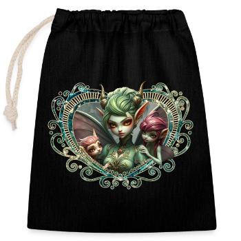 Les trois fées, compagnes du cœur magique - Sac cadeau en coton avec cordon (25 x 30 cm) - noir - Devant