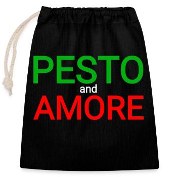 Pesto Amore - Closable cotton gift bag (25x30cm) - black - Front