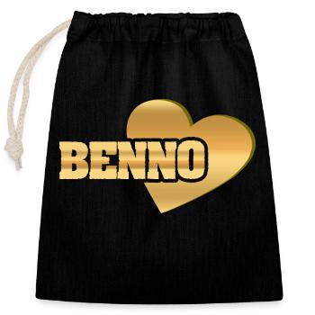 Benno comme l’or - Sac cadeau en coton avec cordon (25 x 30 cm) - noir - Devant