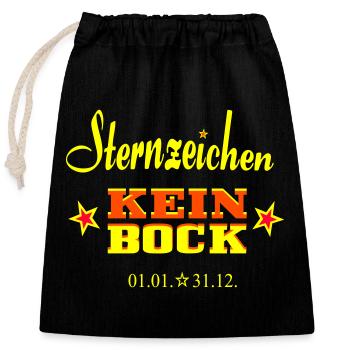 Sternzeichen - Kein Bock - - Verschließbarer Geschenkbeutel aus Baumwolle (25x30cm) - Schwarz - Vorne