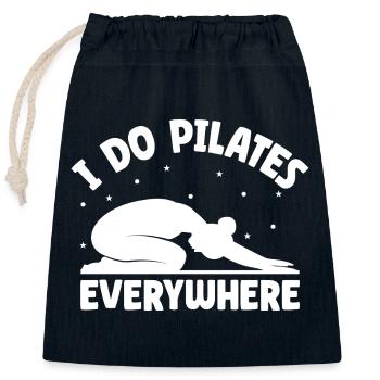 Pilates Enthusiasts I Do Pilates Everywhere - Closable cotton gift bag (25x30cm) - navy - Front