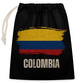 Vintage Colombia, Colombia flag - Closable cotton gift bag (25x30cm) - black - Front
