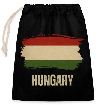 Grunge flag of Hungary, Hungarian pride - Closable cotton gift bag (25x30cm) - black - Front