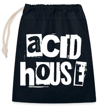 Acid House Grunge Typographie Tee - Sac cadeau en coton avec cordon (25 x 30 cm) - bleu marine - Devant