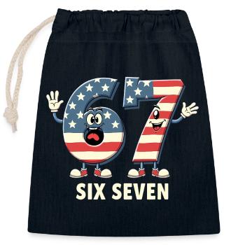 US Flag 67 Memes Six Seven - Closable cotton gift bag (25x30cm) - navy - Front