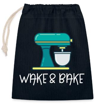Wake And Bake - Closable cotton gift bag (25x30cm) - navy - Front