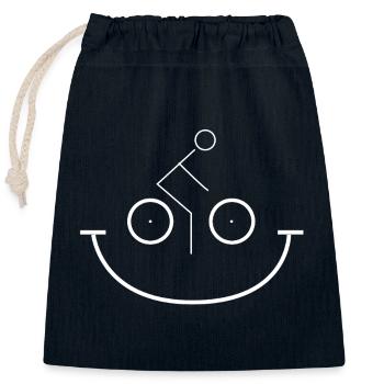 Fahrrad Smile – Minimalistische Bike Zeichnung - Verschließbarer Geschenkbeutel aus Baumwolle (25x30cm) - Navy - Vorne