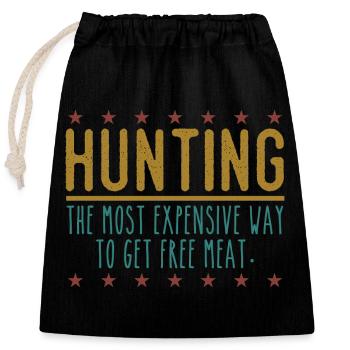 Jäger Lustiger Spruch – Gratis Fleisch Design - Verschließbarer Geschenkbeutel aus Baumwolle (25x30cm) - Schwarz - Vorne