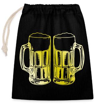 Beer Beer Glasses Toast - Closable cotton gift bag (25x30cm) - black - Front