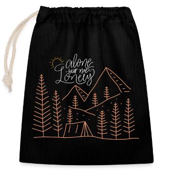 Aventure de camping solitaire - Sac cadeau en coton avec cordon (25 x 30 cm) - noir - Devant