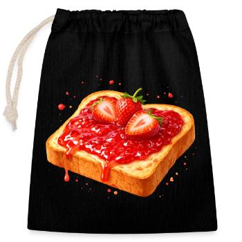 Toast mit Erdbeermarmelade Illustration  - Verschließbarer Geschenkbeutel aus Baumwolle (25x30cm) - Schwarz - Vorne
