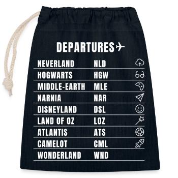 vol voyage rêve humour fantastique film destination pilote lo - Sac cadeau en coton avec cordon (25 x 30 cm) - bleu marine - Devant