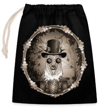 Portrait de cerf Steampunk au look sépia antique - Sac cadeau en coton avec cordon (25 x 30 cm) - noir - Devant