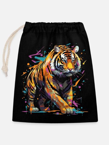 Wütender Tiger. Wut im Graffiti-Stil. - Verschließbarer Geschenkbeutel aus Baumwolle (25x30cm) - Schwarz