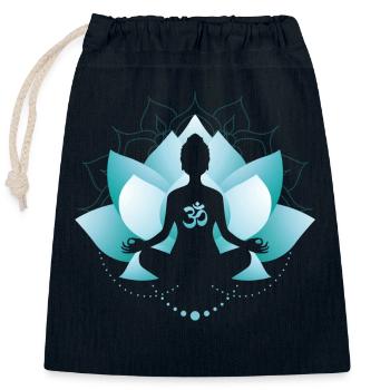 Fleur de lotus bleu - Sac cadeau en coton avec cordon (25 x 30 cm) - bleu marine - Devant