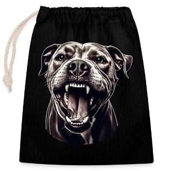 Pitbull – Strength and loyalty in one - Closable cotton gift bag (25x30cm) - black - Front