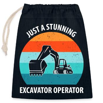 Excavatrice Excavatrice Conducteur Excavatrice Camion - Sac cadeau en coton avec cordon (25 x 30 cm) - bleu marine - Devant