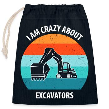 Excavatrice Excavatrice Conducteur Excavatrice Camion - Sac cadeau en coton avec cordon (25 x 30 cm) - bleu marine - Devant