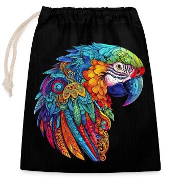 Parrot Macaw - Closable cotton gift bag (25x30cm) - black - Front