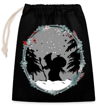 Knecht Ruprecht in paper cut style Christmas - Closable cotton gift bag (25x30cm) - black - Front