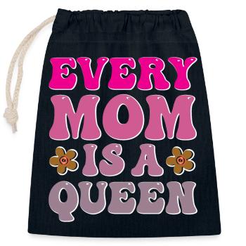 Every Mom is a Queen - Closable cotton gift bag (25x30cm) - navy - Front