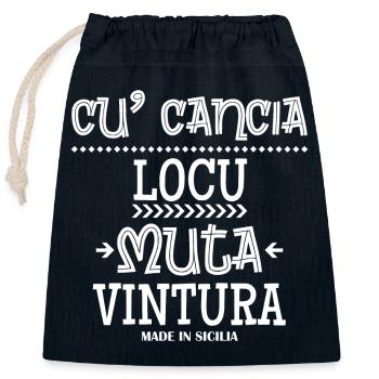 t-shirt Sicily Sicilian proverb cu' cancia - Closable cotton gift bag (25x30cm) - navy - Front