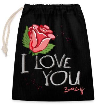 Je t’aime chéri - Sac cadeau en coton avec cordon (25 x 30 cm) - noir - Devant