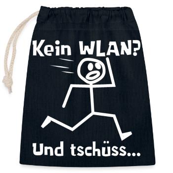 Kein WLAN? Und tschüss... - Verschließbarer Geschenkbeutel aus Baumwolle (25x30cm) - Navy - Vorne