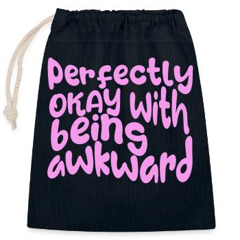 perfectly okay with being awkward, hier in pink - Closable cotton gift bag (25x30cm) - navy - Front