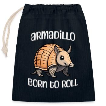 Gürteltier zum Rollen geboren - Verschließbarer Geschenkbeutel aus Baumwolle (25x30cm) - Navy - Vorne