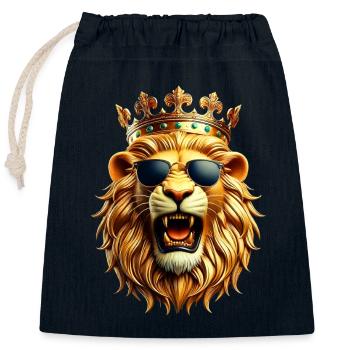 Leo (01) - Closable cotton gift bag (25x30cm) - navy - Front