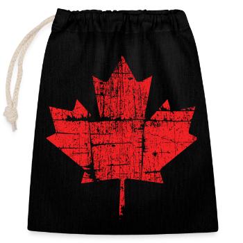 Rustic Wooden Maple Leaf - Closable cotton gift bag (25x30cm) - black - Front