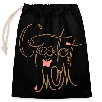 Greatest Mom Muttertag - Verschließbarer Geschenkbeutel aus Baumwolle (25x30cm) - Schwarz - Vorne