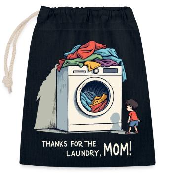 Thanks for the laundry, mom ! - Closable cotton gift bag (25x30cm) - navy - Front