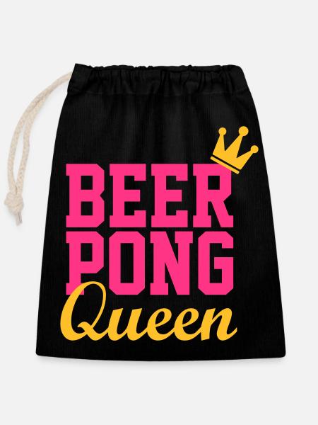 Bier Pong Königin 3 - Verschließbarer Geschenkbeutel aus Baumwolle (25x30cm) - Schwarz